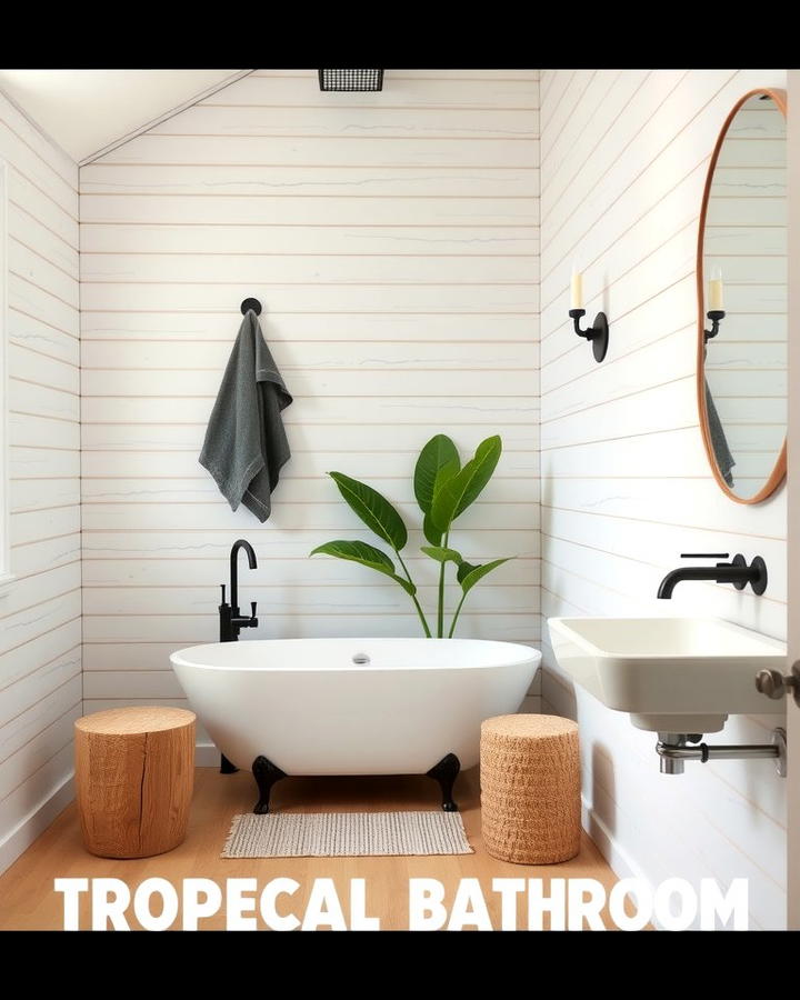 Shiplap Walls for Coastal Texture - 25 Tropical Bathroom Ideas