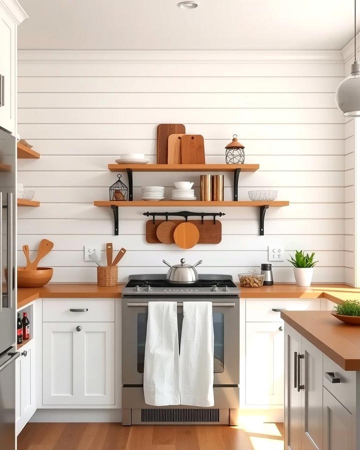 Shiplap Walls for Texture - 30 White Farmhouse Kitchen Ideas