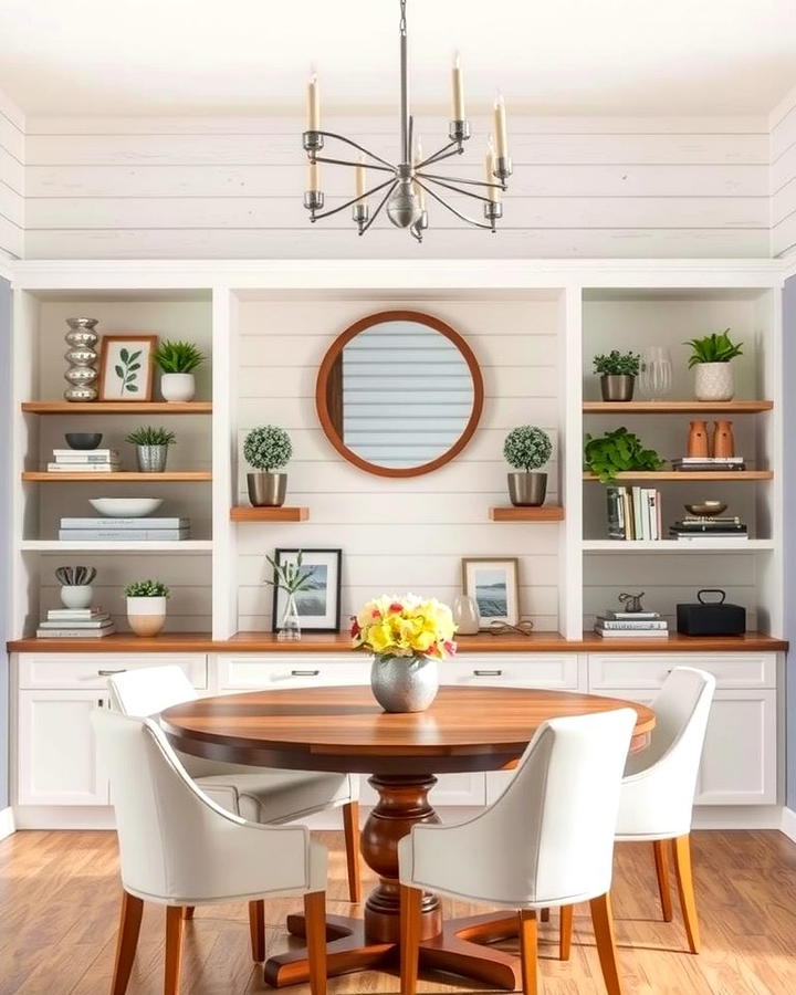 Shiplap with Built In Shelves 2 - 25 Shiplap Dining Room Wall Ideas