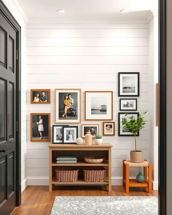 Shiplap with a Gallery Wall - 25 Shiplap Wall Entryway Ideas