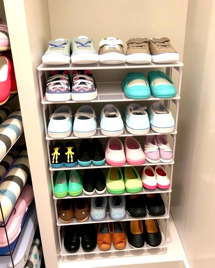 Shoe Racks for Compact Storage - 25 Nursery Closet Ideas