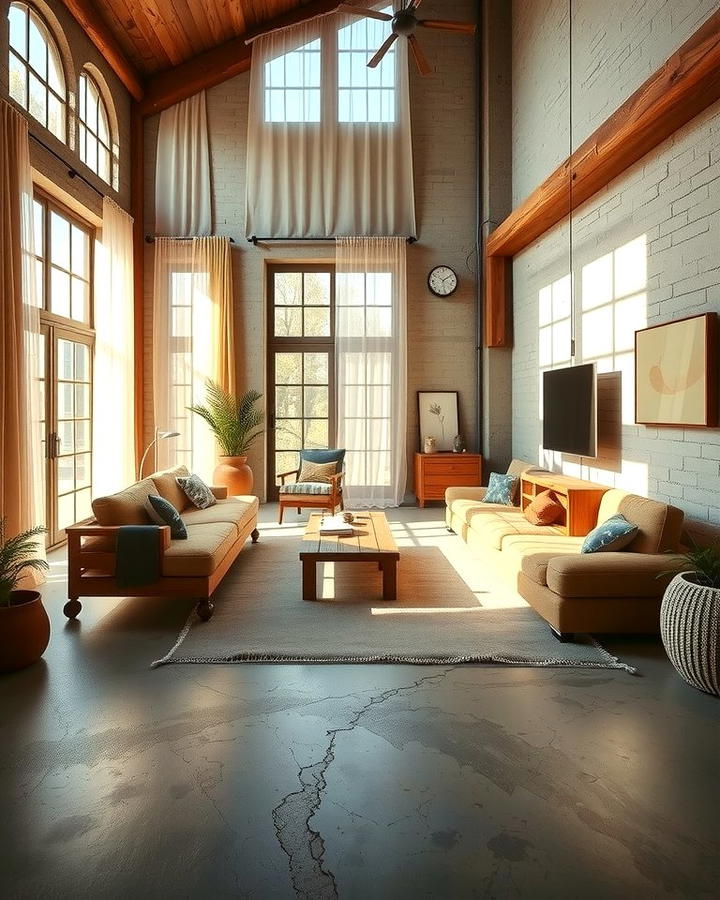 Showcasing Natural Light - 25 Rustic Concrete Floor Living Room Ideas