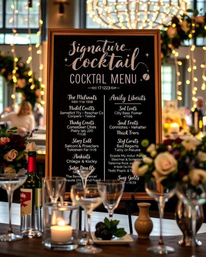 Signature Cocktail Menu Board - 30 Wedding Sign Ideas