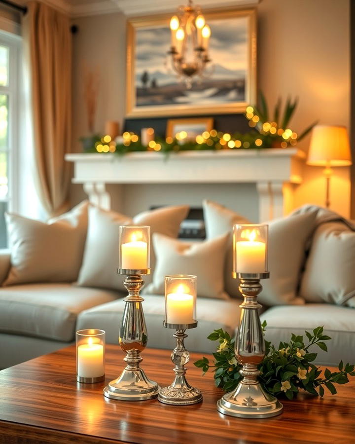 Silver Candle Holders - 25 Silver Living Room Ideas