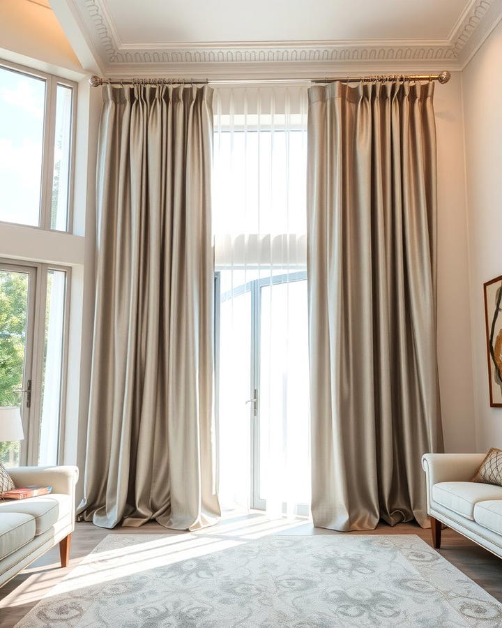 Silver Curtains - 25 Silver Living Room Ideas