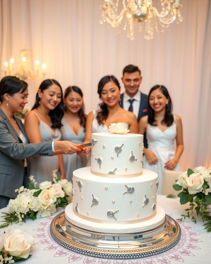 Silver Themed Cake Cutting - 30 25th Wedding Anniversary Ideas