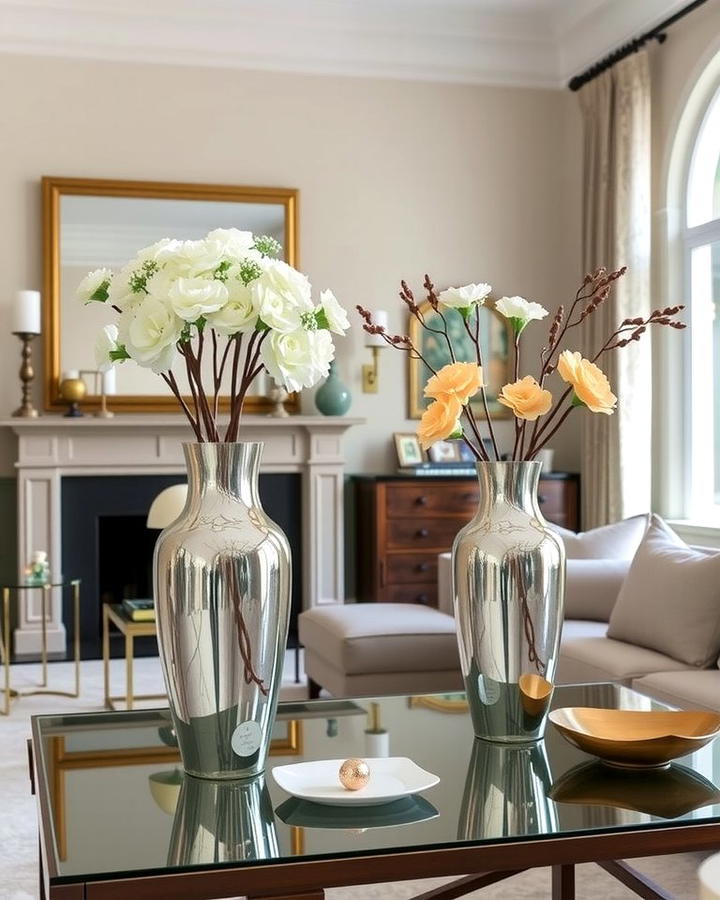 Silver Vases - 25 Silver Living Room Ideas