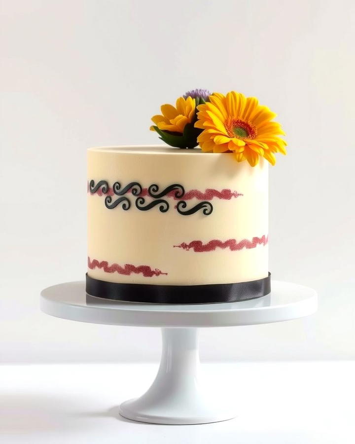 Single Tier Cake with Bold Decorations - 25 Small Wedding Cake Ideas