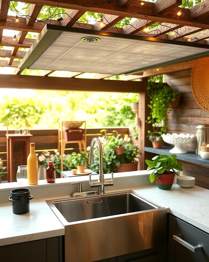 Sink with a Pergola Shade - 25 outdoor sink ideas