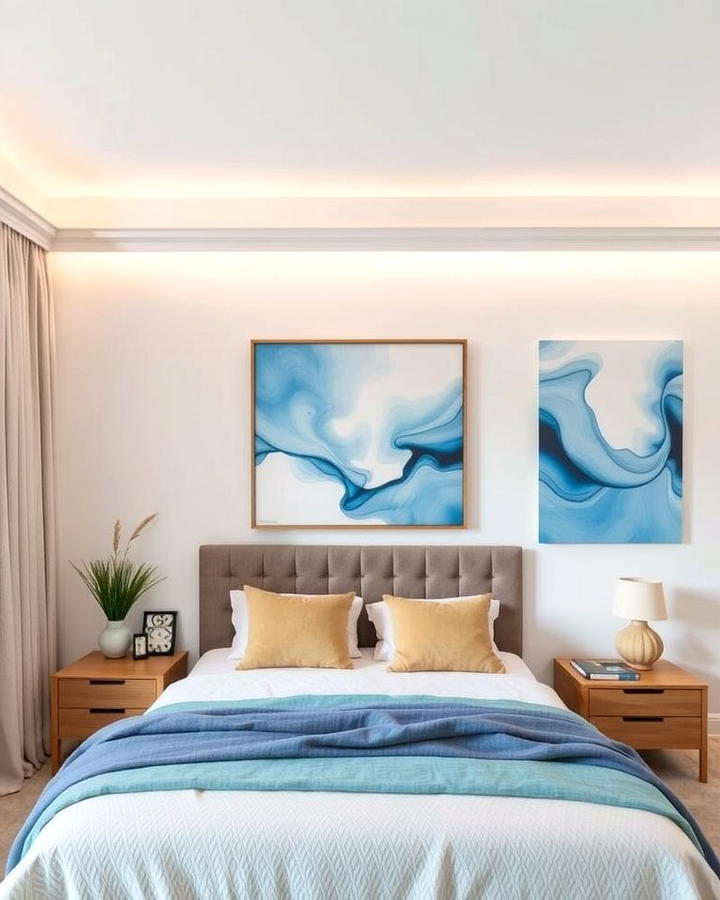 Sky Blue Artwork - 25 Sky Blue Bedroom Ideas