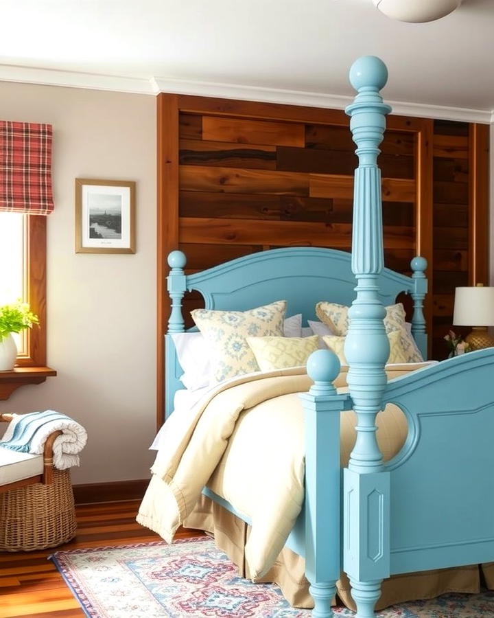 Sky Blue Bed Frame for a Unique Feature - 25 Sky Blue Bedroom Ideas