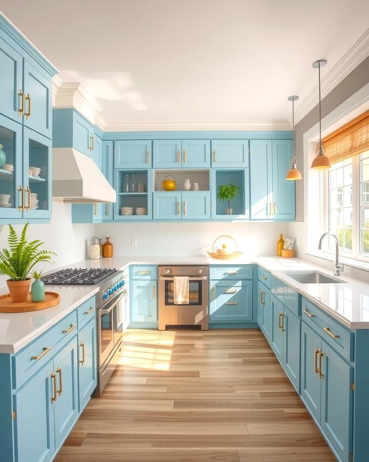 Sky Blue Countertops for a Cheerful Ambiance - 30 kitchens with blue countertops