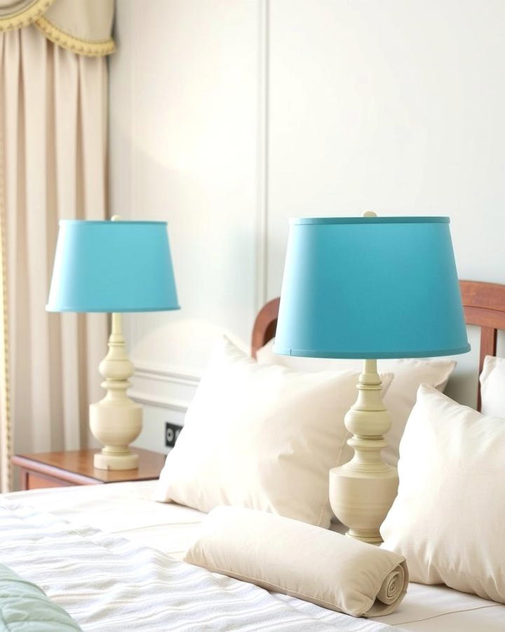 Sky Blue Lampshades for a Coordinated Look - 25 Sky Blue Bedroom Ideas