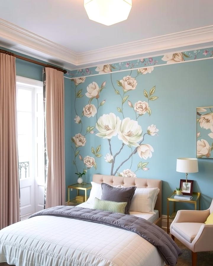 Sky Blue Wallpaper for a Patterned Effect - 25 Sky Blue Bedroom Ideas