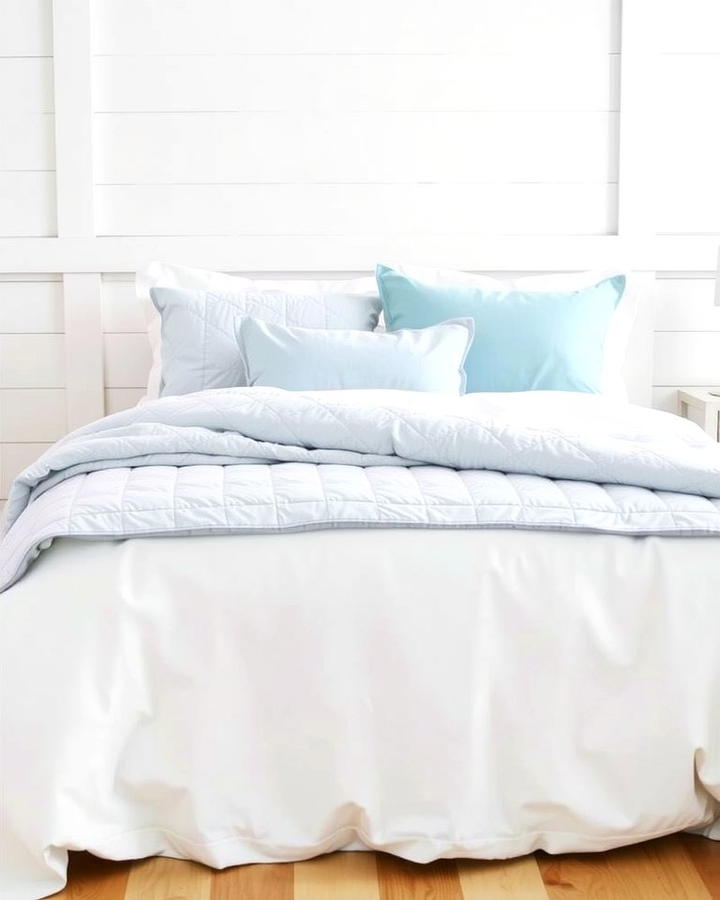 Sky Blue and White Bedding for a Clean Look - 25 Sky Blue Bedroom Ideas