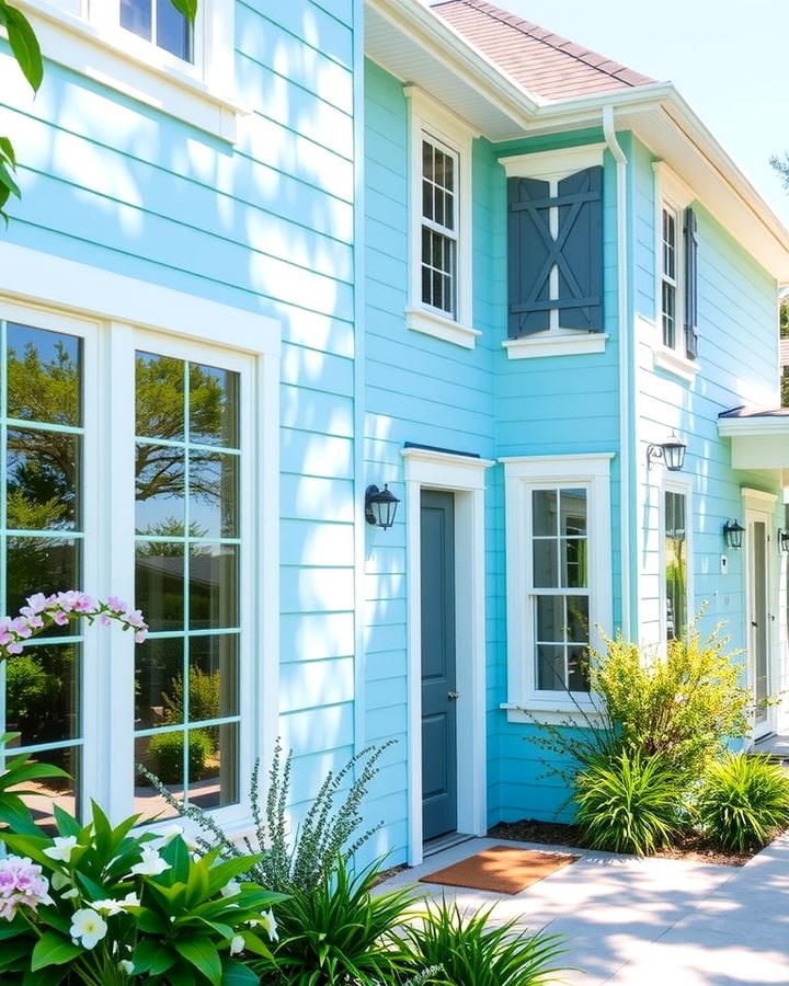 Sky Blue with Gray Accents - 30 blue exterior house paint ideas