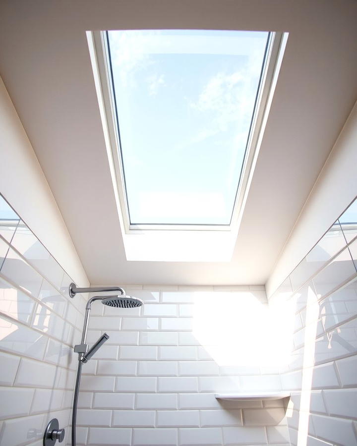 Skylight Above the Shower - 25 Small Bathroom Walk in Shower Ideas