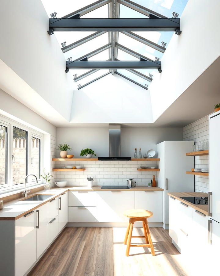 Skylight Over Split Levels - 30 Split Level Kitchen Design Ideas