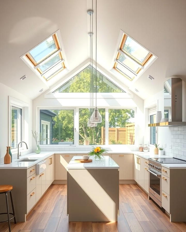 Skylights Over Different Levels - 30 Split Level Kitchen Design Ideas