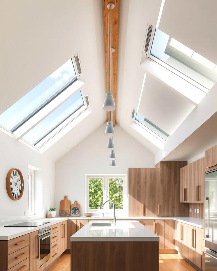 Skylights for Natural Illumination - 25 Vaulted Ceiling Kitchen Ideas