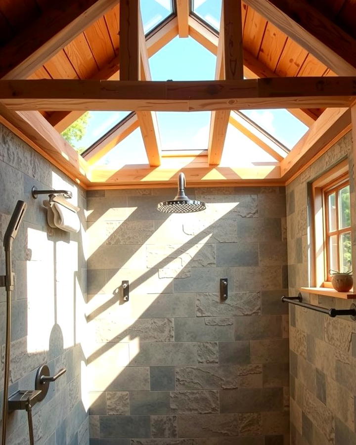 Skylights for a Connection to Nature - 25 Rustic Walk-in Shower Ideas