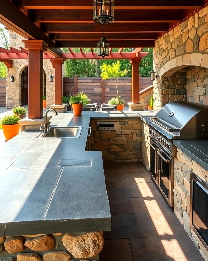 Slate Countertops for Rustic Elegance - 25 Outdoor Countertop Ideas