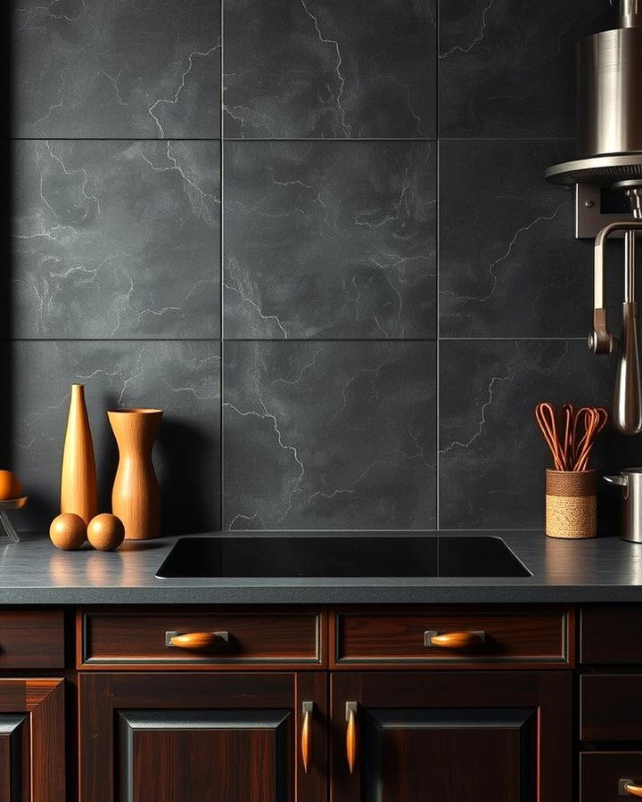 Slate Slabs - 25 Rustic Backsplash Ideas