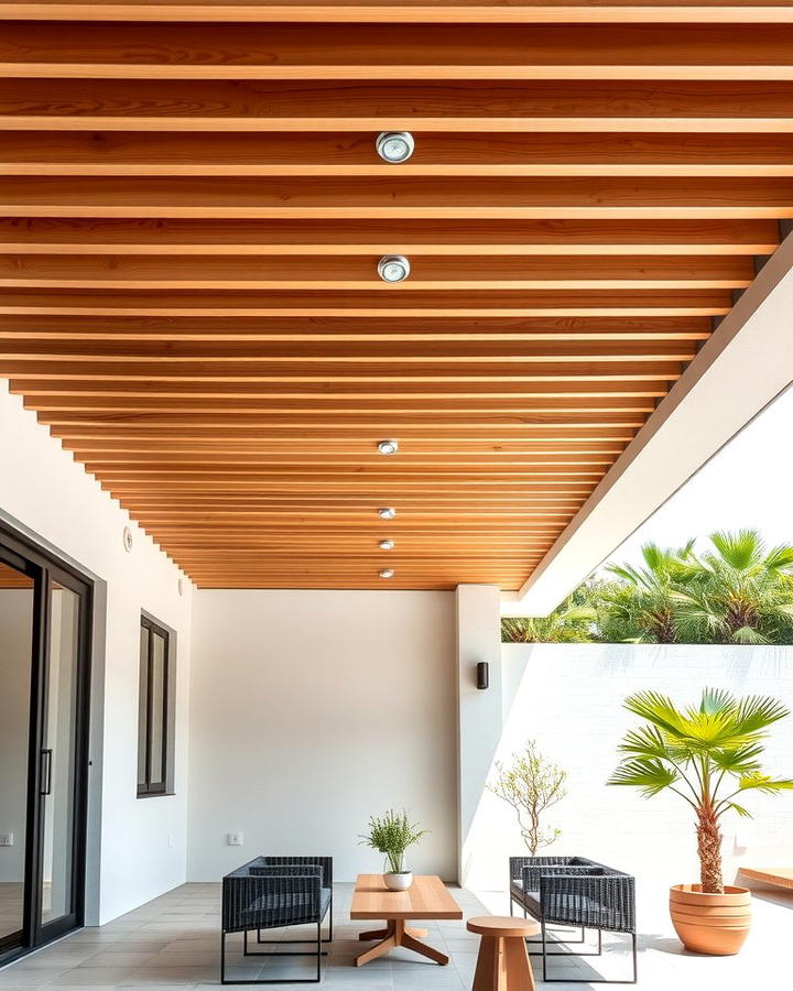 Slatted Wood Ceiling - 25 patio ceiling ideas