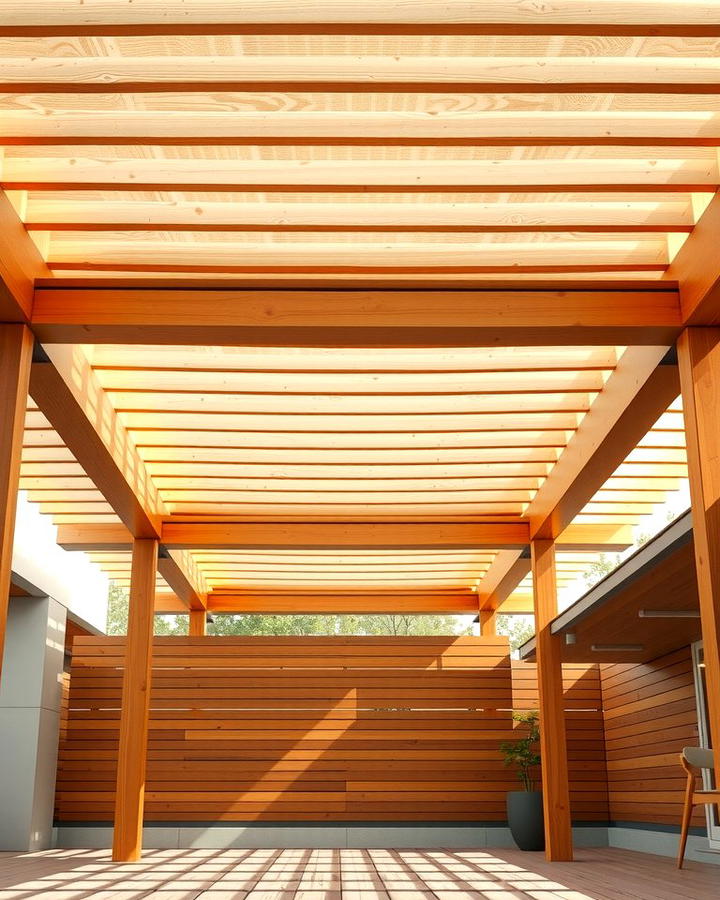 Slatted Wood Panels - 25 Pergola Shade Ideas