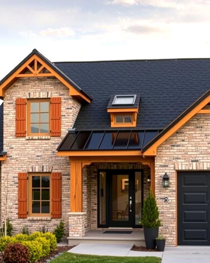 Sleek Black Roof with Wooden Accents - 30 Exterior Home with a Black Roof Ideas