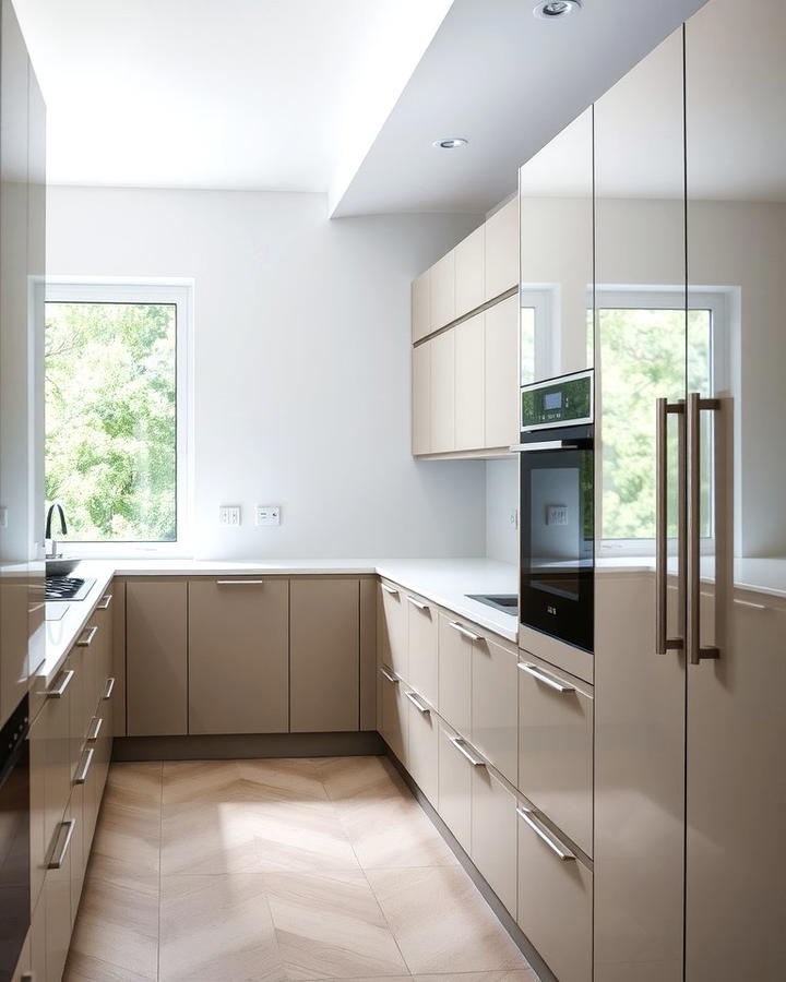 Sleek Handleless Cabinets - 30 Parallel Modular Kitchen Design Ideas