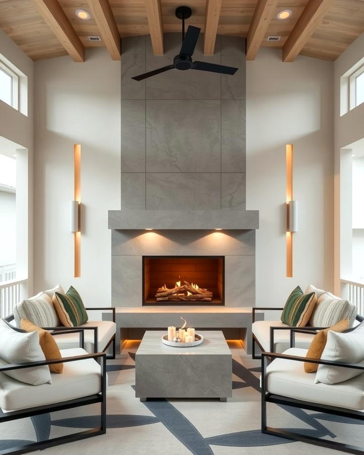 Sleek Modern Lines - 25 Porch Fireplace Ideas