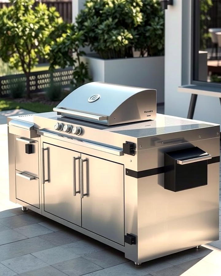 Sleek Stainless Steel Design - 25 Outdoor Kitchen Island Ideas