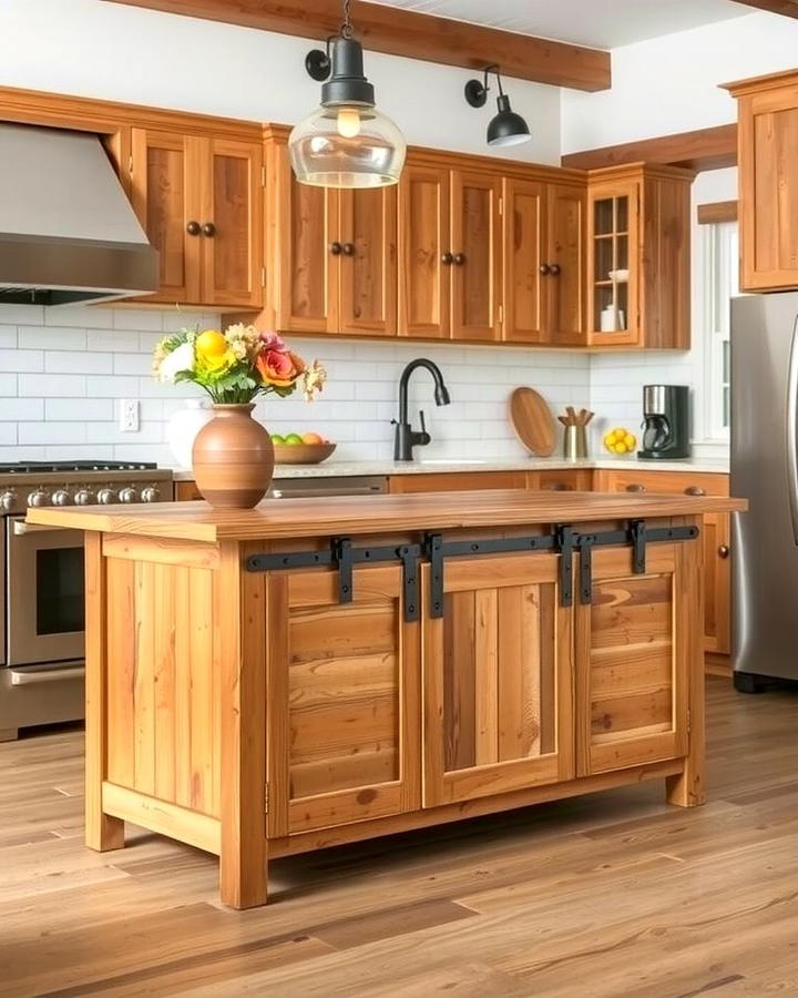 Sliding Barn Door Storage - 25 Rustic Kitchen Island Ideas
