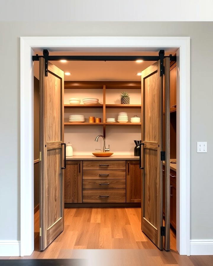 Sliding Barn Doors for Concealed Storage - 25 Open Pantry Ideas