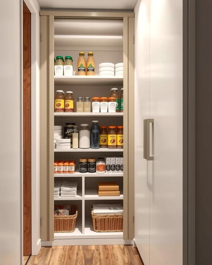 Sliding Door Shelving for Space Efficiency - 25 Pantry Shelving Ideas