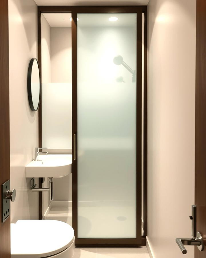 Sliding Door for Accessibility - 25 Small Powder Room Ideas