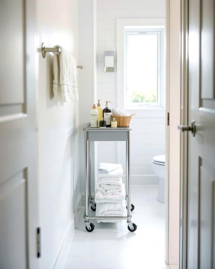 Slim Rolling Carts for Tight Spaces - 30 Bathroom Cabinet Organizing Ideas