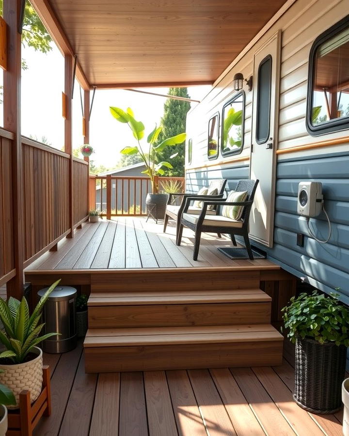 Small Deck with Steps - 25 Mobile Home Deck Ideas