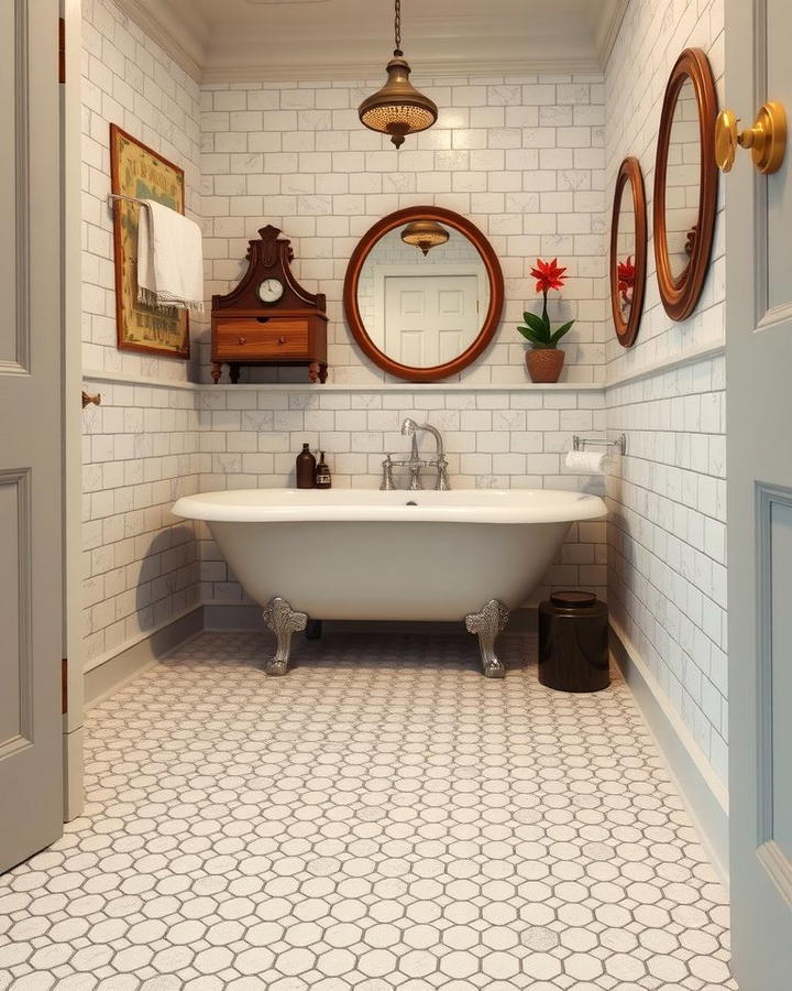 Small Hexagon Tiles for a Classic Touch - 30 Bathrooms With Hexagon Tile Floors