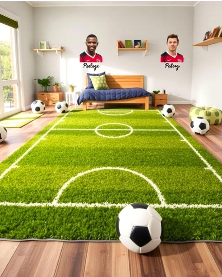 Soccer Field Inspired Rug - 30 Soccer Themed Bedroom Ideas