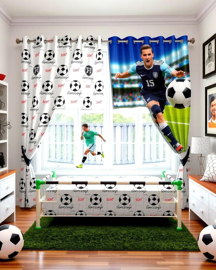 Soccer Themed Window Curtains - 30 Soccer Themed Bedroom Ideas