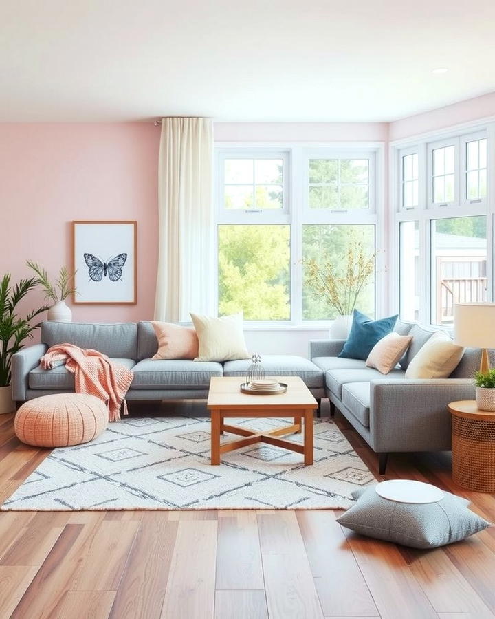 Soft Pastel Harmony - 25 Pink and Blue Living Room Ideas