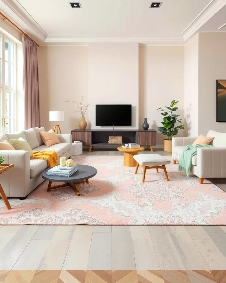 Soft Pastel Rugs for Subtle Sophistication - 30 Living Room Rug Ideas