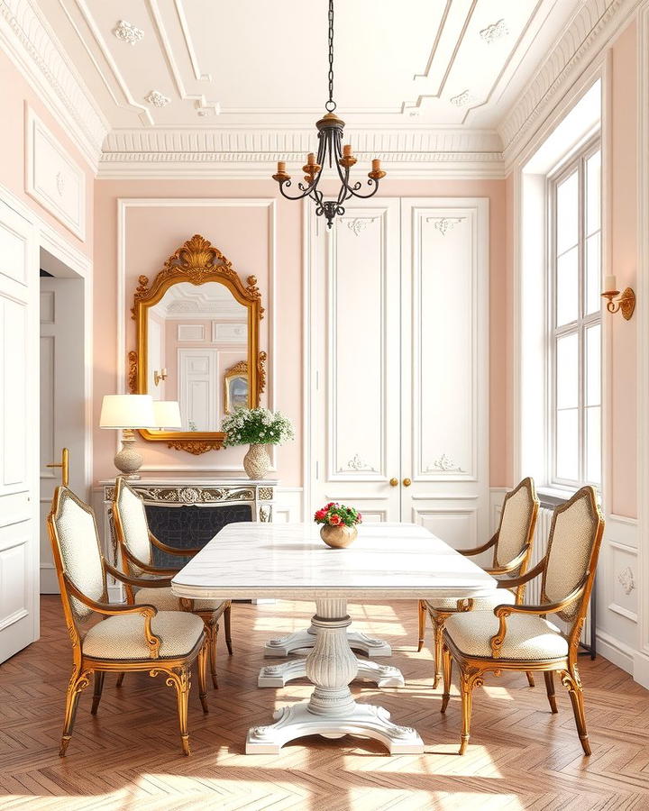 Soft Pastel Walls for Subtle Sophistication - 25 Parisian Dining Room Ideas