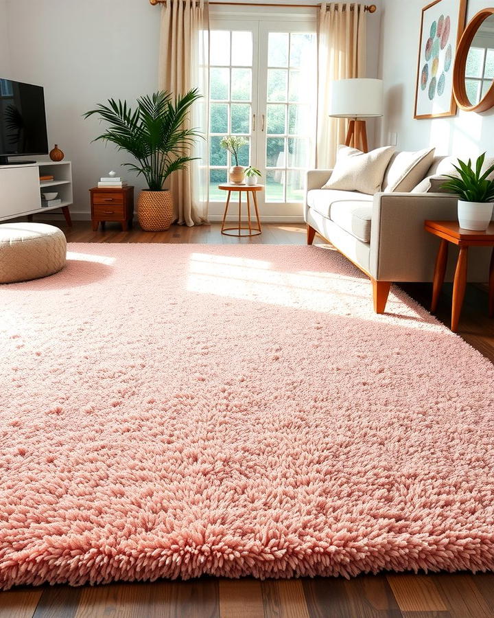 Soft Pink Rugs for Warmth and Texture - 30 Pink Living Room Ideas