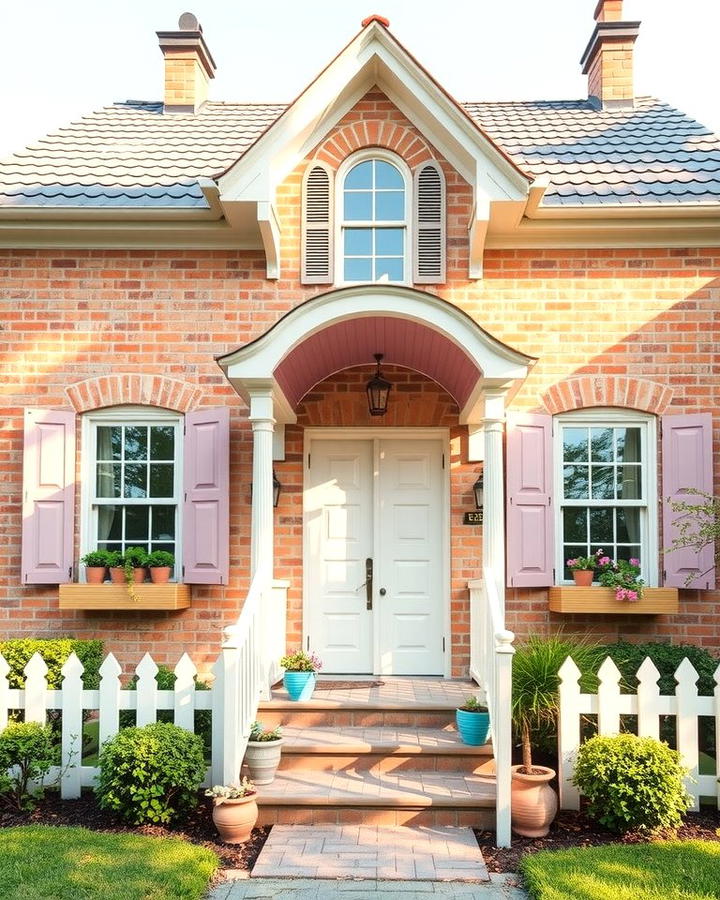 Soft Pink and White - 30 Blonde Brick House Color Schemes