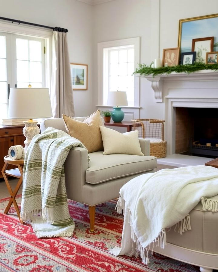 Soft Throw Blankets - 30 Hamptons Living Room Ideas