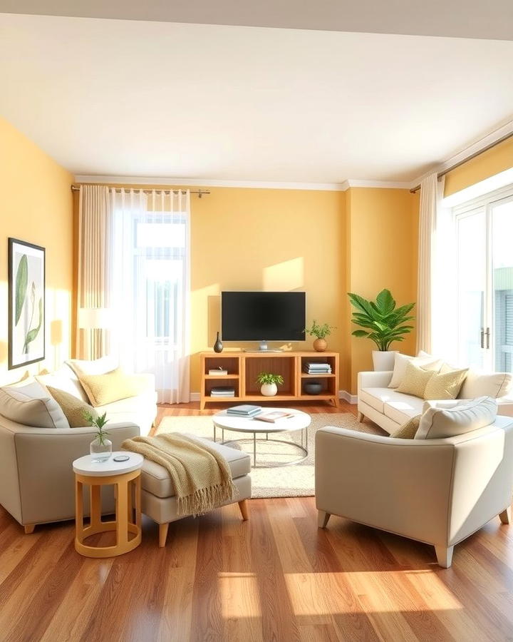 Soft Yellow Walls for a Cozy Atmosphere - 25 Yellow Living Room Ideas