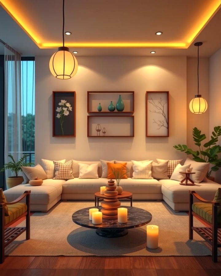 Soft and Layered Lighting - 30 Zen Living Room Ideas